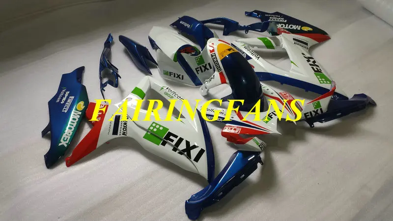 Высококлассный набор обтекателей для GSXR600 750 K8 08 09 GSXR 600 GSXR750 2008 2009 Белый Синий Обтекатели Кузов+ подарки SA33