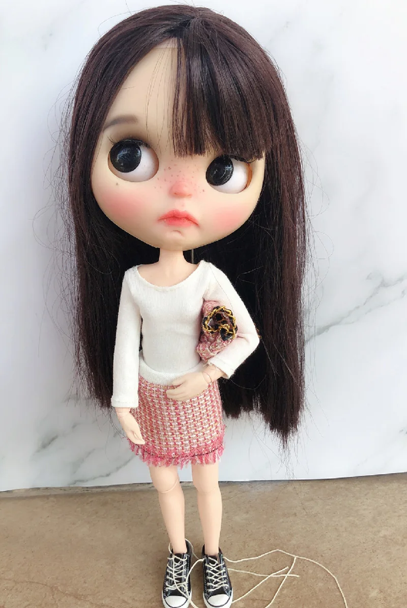 Кукла Blyth одежда с длинным рукавом пальто+ футболка+ юбка для OB24, Azone, Blyth платье для 1/6 кукла аксессуары Одежда