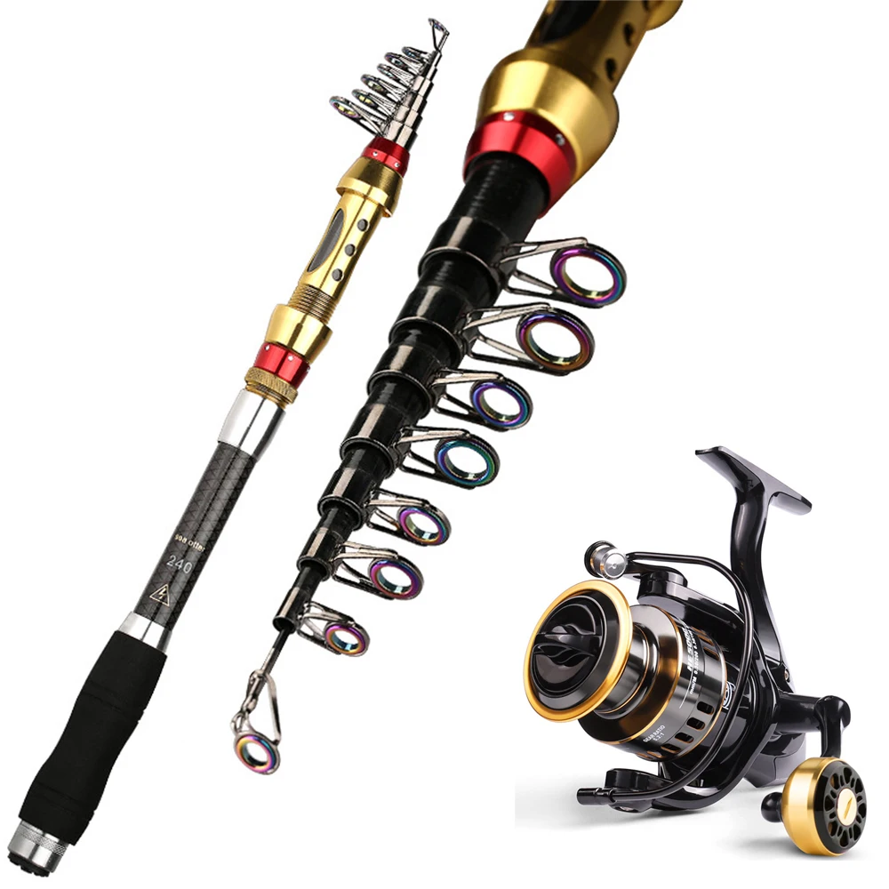 

Spinning Fishing Rod Travel Sea Pole 1.8m 2.1m 2.4m 2.7m 3.0m 3.3m 3.6m Carbon Telescopic Fishing Rod Reel Combo Kit