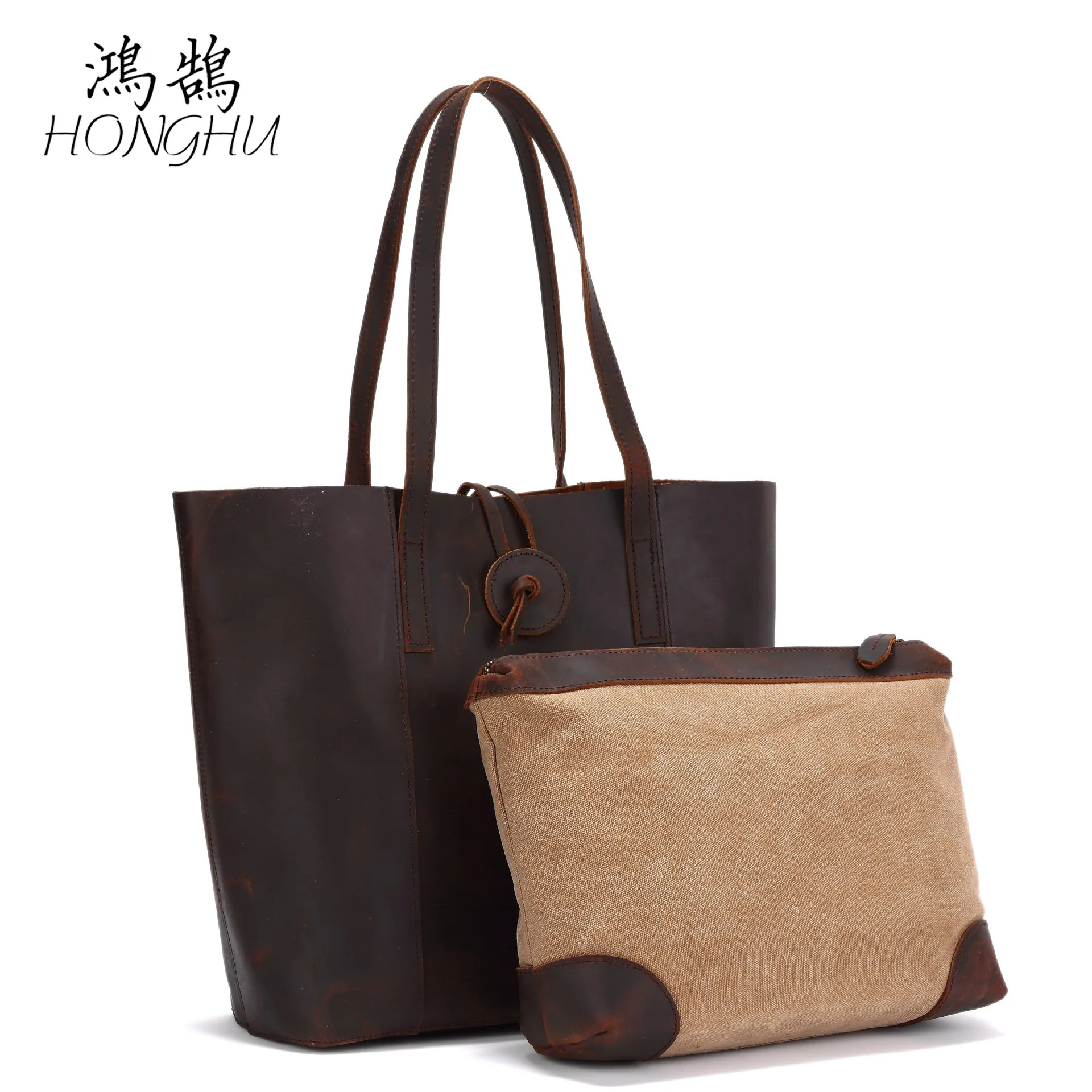 

New Style Horse Leather Men's Shoulder Bag Full-grain Leather Retro Style Entirely Handmade for Making a Women's