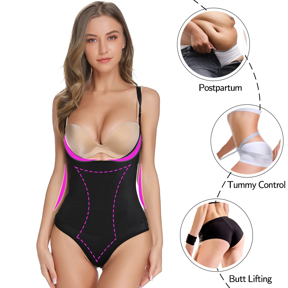 Women Body Shaper Bodysuit Thong Tummy Control