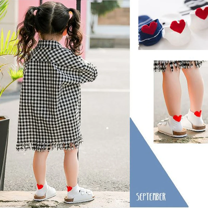 5 пар/компл. с милым сердечком осень-зима Смешанный хлопок короткие носки для маленьких мальчиков и девочек; куртки