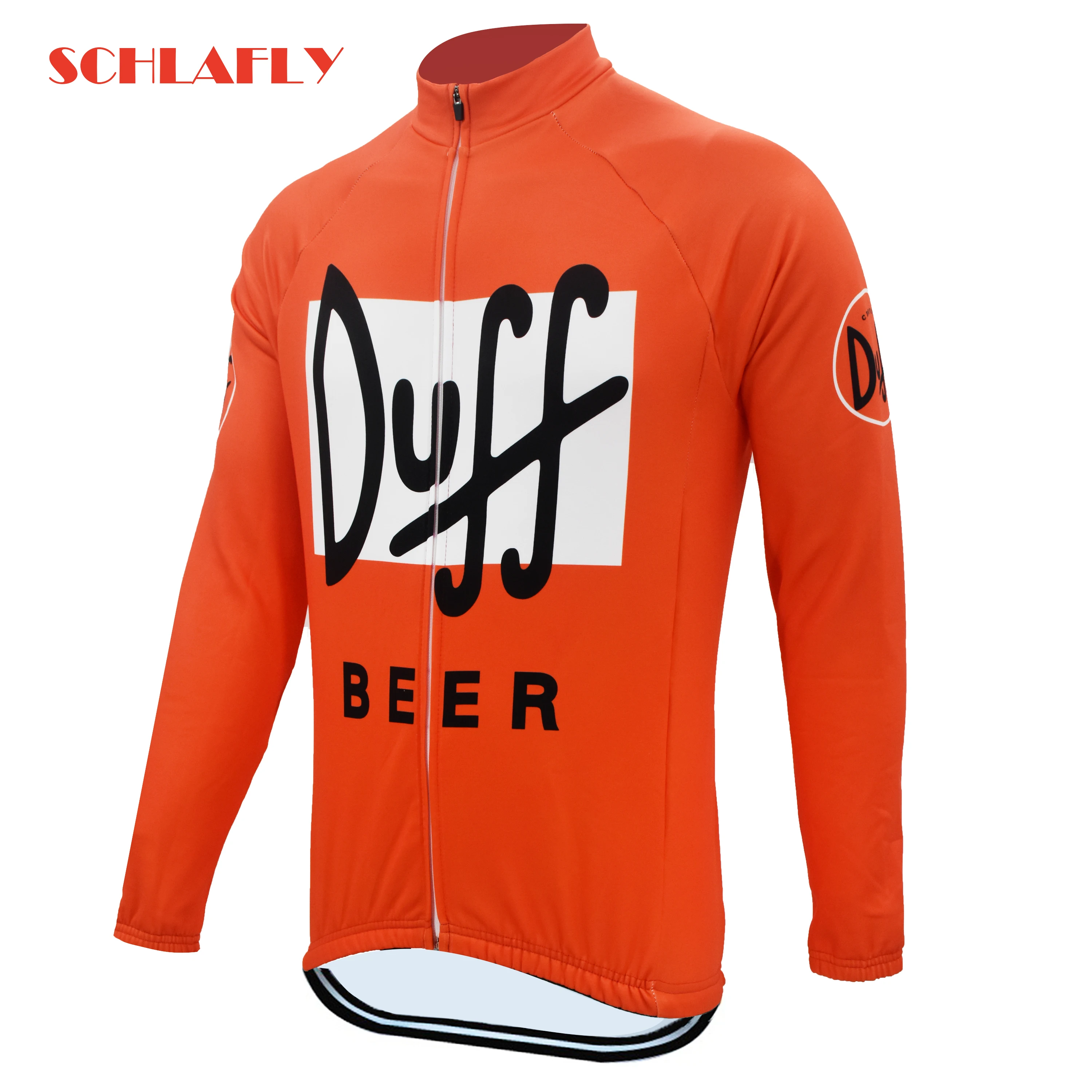 Duff men orange white cycling jersery long sleeve retro bike winter fleece wool & no fleece bicycle clothing schlafly autumn