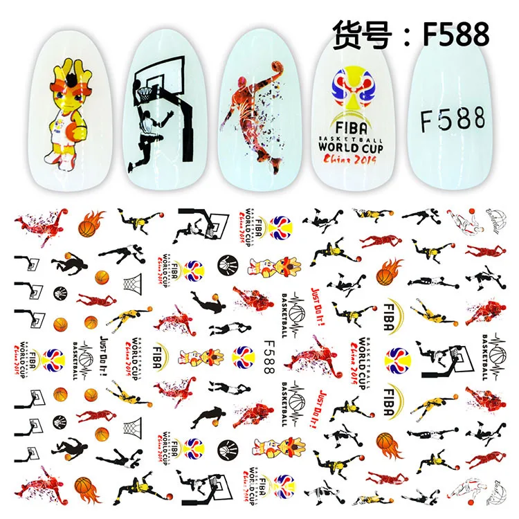 

Newest F588 nail sticker art 3d back glue nail decals template DIY decoration tools for nail wraps