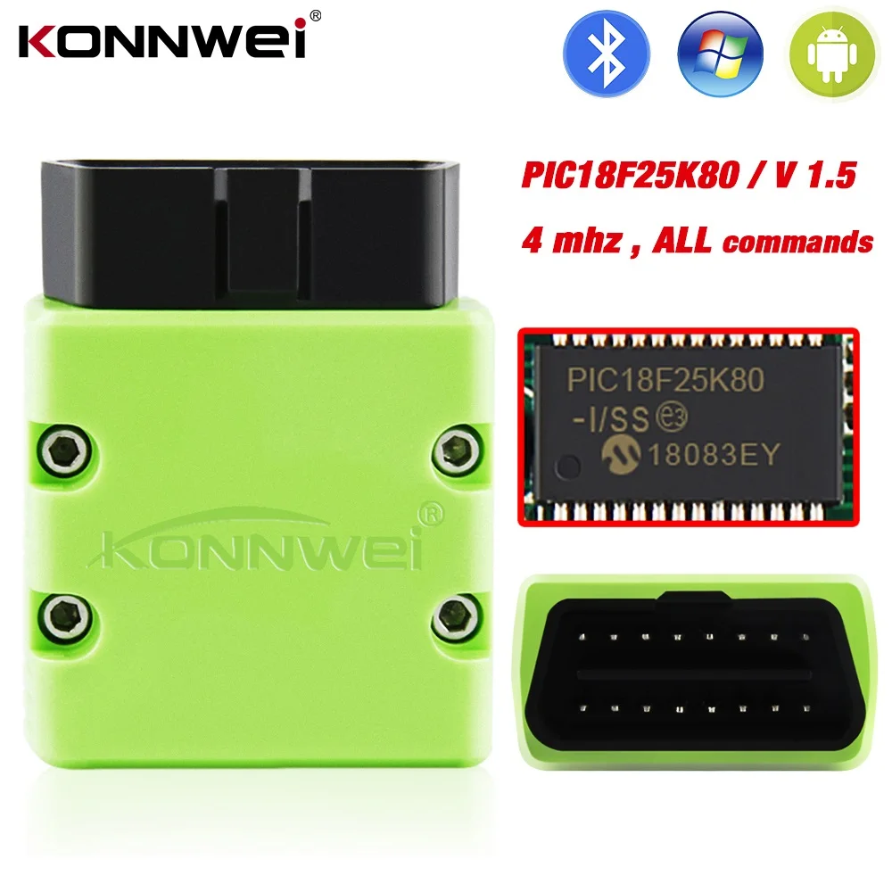 Сканер KONNWEI ELM327 V1.5 OBD2 автомобильный Bluetooth-сканер KW902 PIC18f25k80 MINI ELM 327 OBDII считыватель