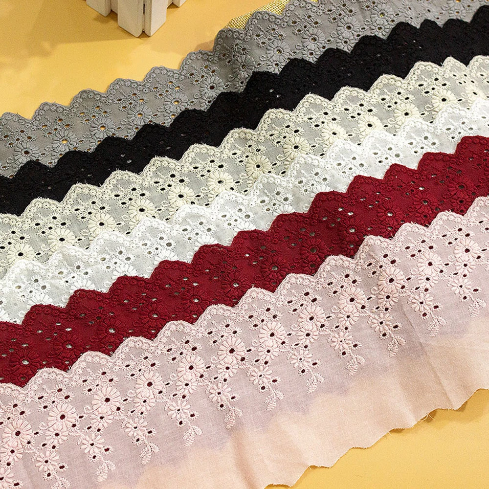 1Y Flower Hollow 11CM Wide Cotton Cloth Lace Trim Fabric Clothes Accessories Cuffs Skirt Hem | Дом и сад