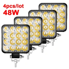 Barra de luz LED de trabajo para coche, faro antiniebla, 48W, 12V, 4x4, para Tractor, foco, camión, ATV, 4 i, 4 Uds.