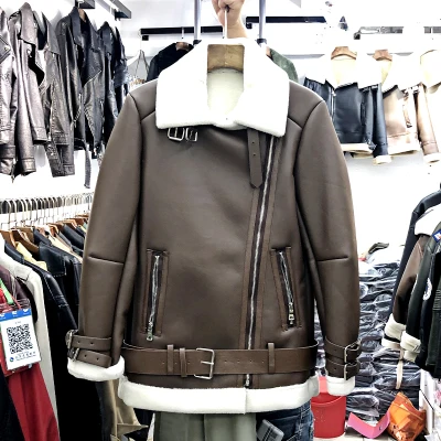 Коричневый 4xl 5xl размера плюс Женская Овчина пальто осень зима корейский Свободный теплый бархат толстый искусственная кожа Мото куртка женская верхняя одежда - Цвет: Коричневый