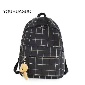 

Small Fresh Plaid Canvas Ladies Backpack New Fashion High Quality Student Bag Casual Wild Large Capacity Travel Backpack