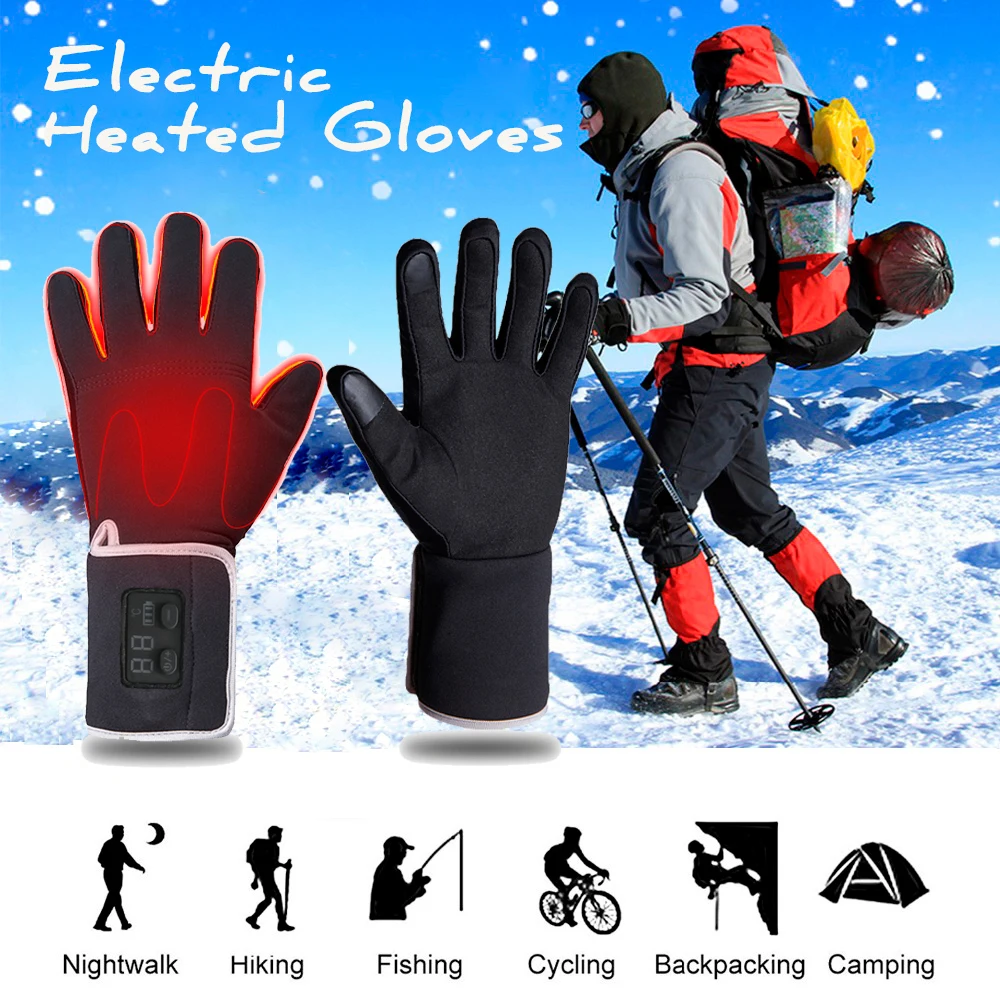 

2019 Updated Winter Warm Heated Gloves Men Women Electric Heating Gloves Touch Screen Gloves for Hiking Skiing Riding Cycling