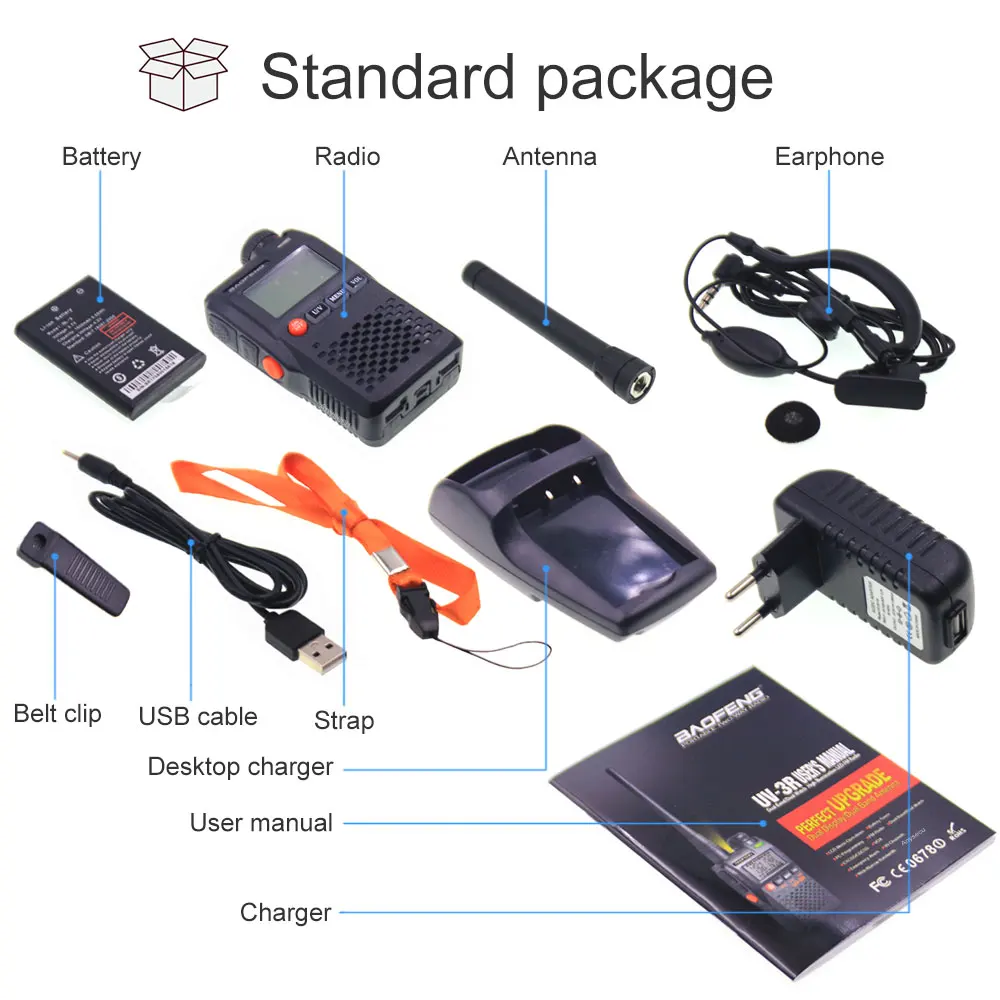 Портативная рация BaoFeng UV 3R Talkie 136 174 и 400 470 МГц с батареей 1500 мАч UV3R|walkie talkie|baofeng