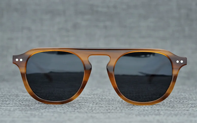 Acetate Round Sunglasses Men Women Brand Designer Retro Sun Glasses for Men Flat Top Vintage Clear Sunglass Shades UV400 Oculos