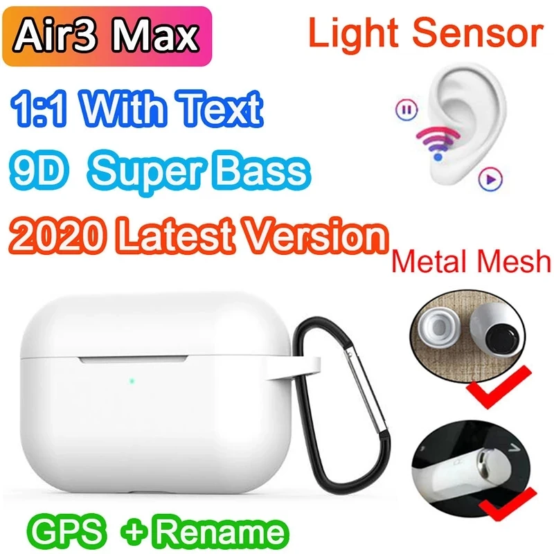 

Original AirS Max Tws Drahtlose Bluetooth KopfhÃ¶rer 1:1 AirS Licht Sensor OhrhÃ¶rer Super bass PK i99999 Plus No cut off musik