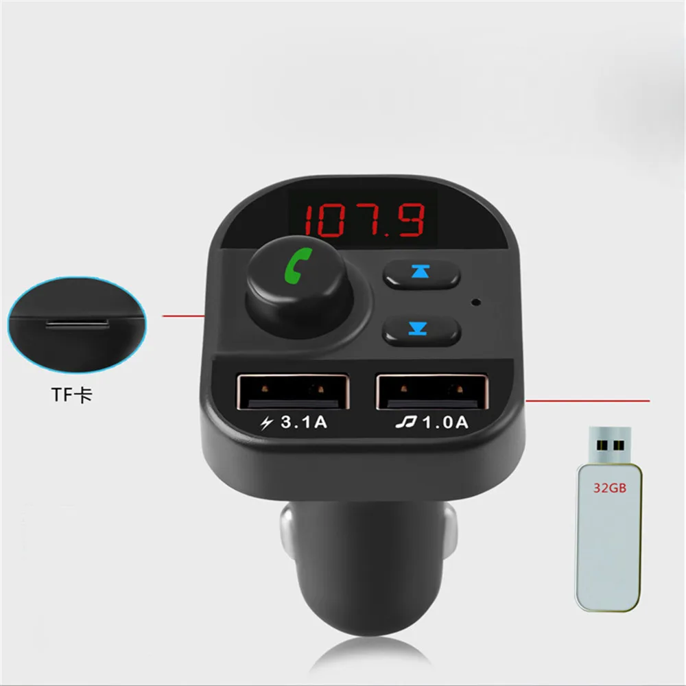 1 шт. автомобильный bluetooth-комплект fm-передатчик беспроводной радио адаптер USB зарядное устройство mp3-плеер авто электроника Аксессуары