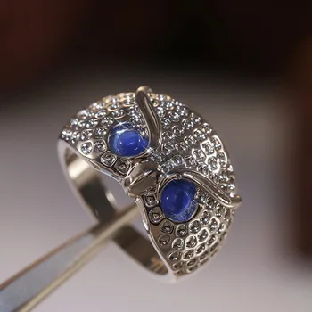 

NPKDS New Fashion Jewelry for Women Cute Owl Shaped Animal Blue Crystal Rings Engagement Wedding Ladies Party Gifts