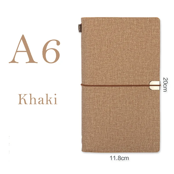 Khaki Agenda Bullet Journal Planner A6 отрывная ручная книга ретро блокнот дневник бизнес-блокнот s может быть настроен - Цвет: Khaki