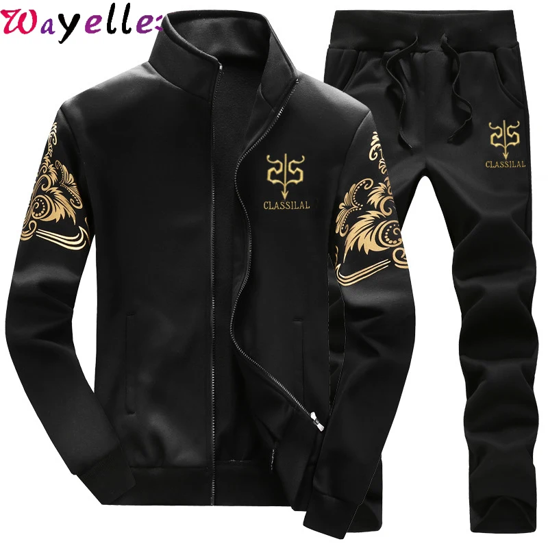 

Wayelle Men's Sportswear Sets Men Sweatshirts 2019 Spring Autumn Male Casual Tracksuit Men 2 Piece Sweatshirt + Sweatpants Sets