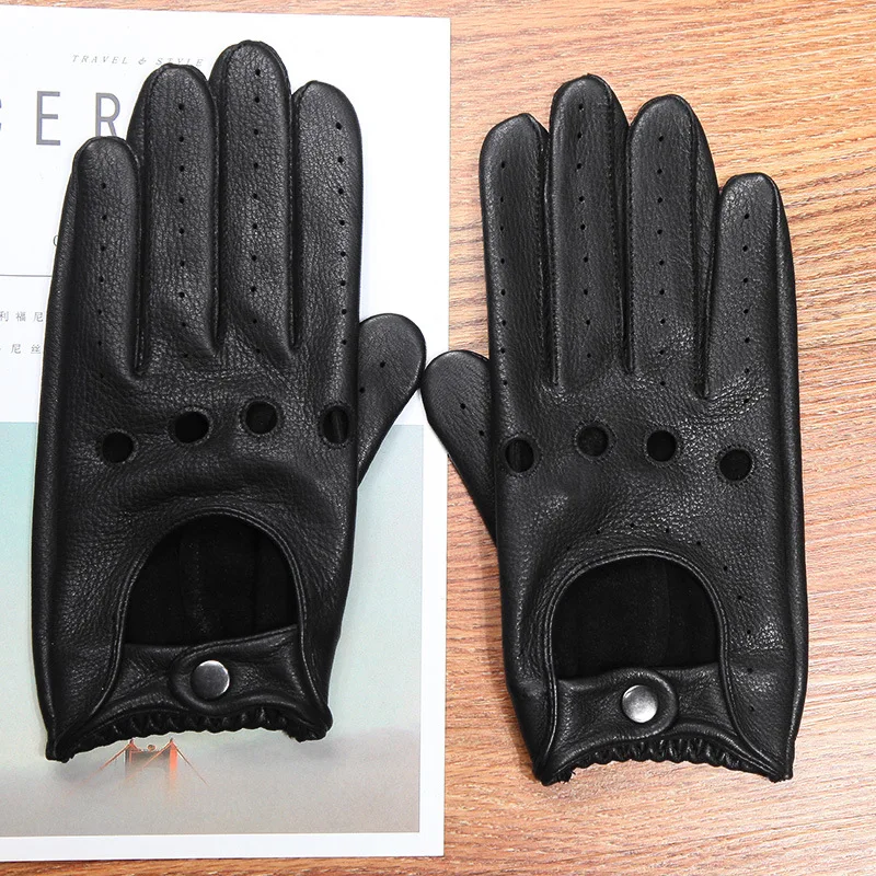 

2020 Genuine Leather Women's Gloves Anti-Slip Driving Single Layer High Quality Real Deerskin Gloves Female Black Camel DQ0131F