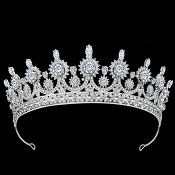 

Silver Color Crystal Tiaras and Crowns Royal Princess Diadem Rhinestone Headbands for Women Bride Wedding Hair Jewelry FORSEVEN
