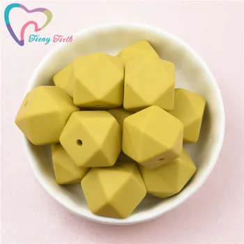

10PCS Mustard Yellow 14-17MM Hexagon Silicone Beads Necklace Silicone Beads For Making DIY Baby Teether Nursing BPA Free Jewelry