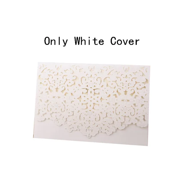 white 1 Cover 10 шт золотые, красные, с лазерной огранкой, алмазные свадебные пригласительные открытки, элегантные поздравительные открытки для свадьбы и помолвки, вечерние украшения - Цвет: white 1 Cover