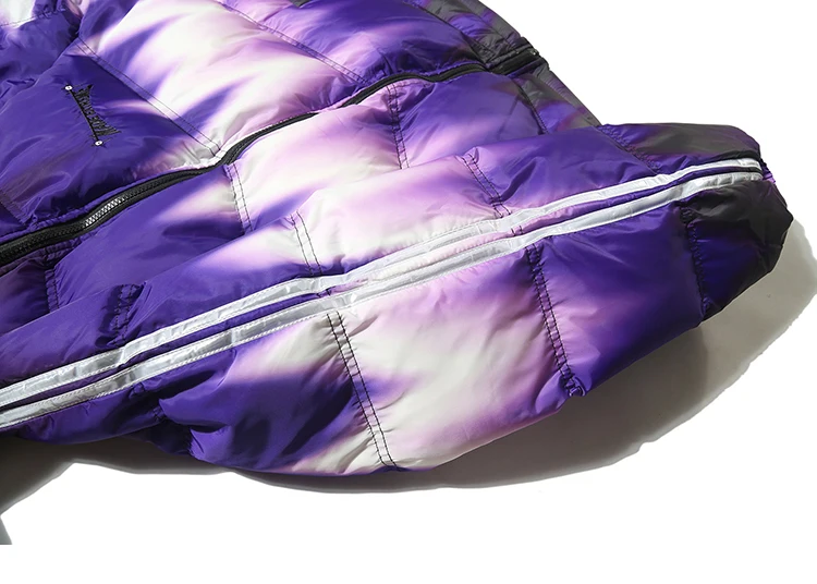 Hip Hop Hooded Jacket Parka Stripe Reflective Puffer Jacket Streetwear Men Windbreaker Harajuku Winter Padded Jacket Coat
