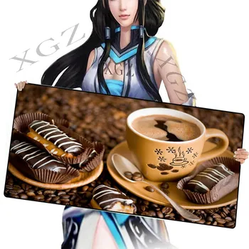 

XGZ Promotional Large Mouse Pad Black Lock Edge Chocolate Cake Coffee Table Mat Speed Type for Csgo Game Player 900x400/600x300