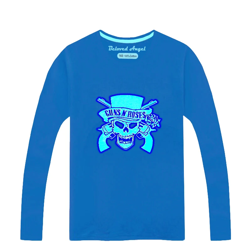 Панк-рок-череп, хип-хоп, Хэллоуин, Детская светящаяся рубашка Забавная детская футболка унисекс с длинными рукавами, фосфоресцирующая Рождественская футболка для мальчиков и девочек