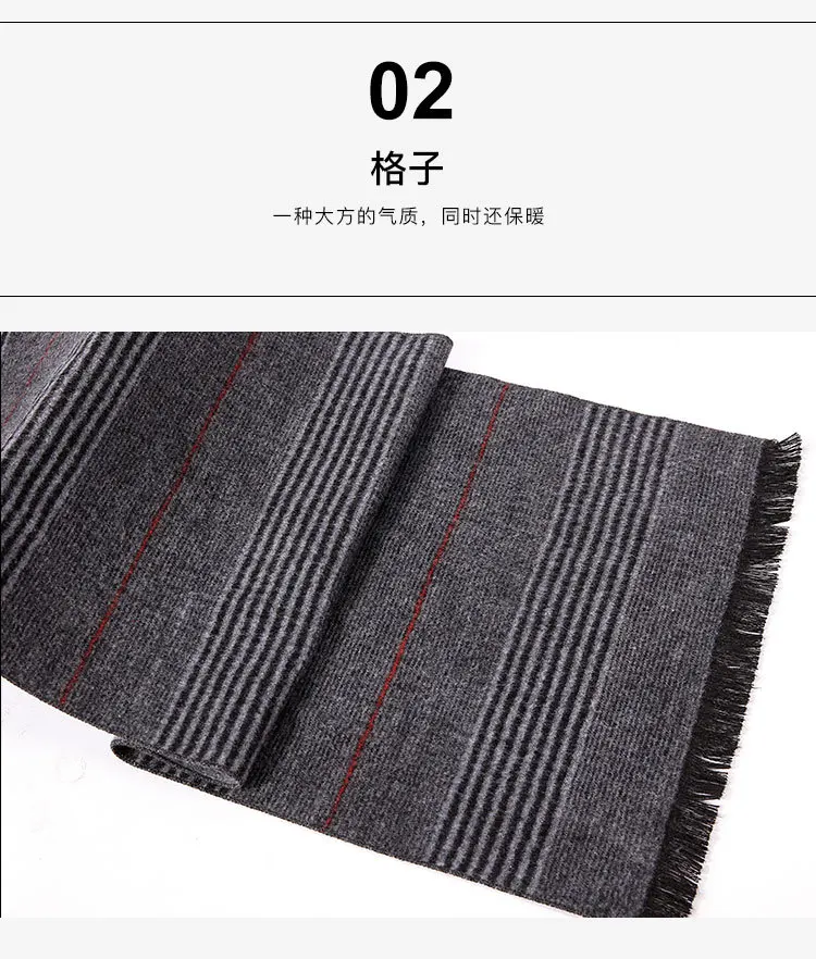 Fall and Winter New Stripe Cashmere-like Men's Scarf Japanese and Korean Printed Heating Mid-long Neck Male Manufacturers Wholes