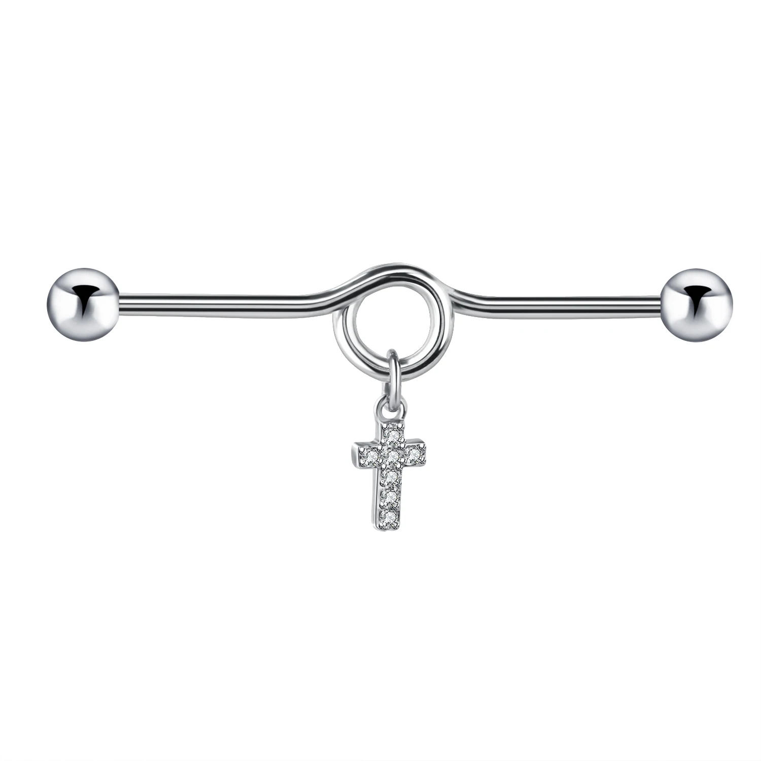 14G 1.6*38mm CZ Industrial Piercing Earrings Barbell Ear Cartilage Helix-Conch Piercing Bar Stud Body Jewelry Tragus Dangle