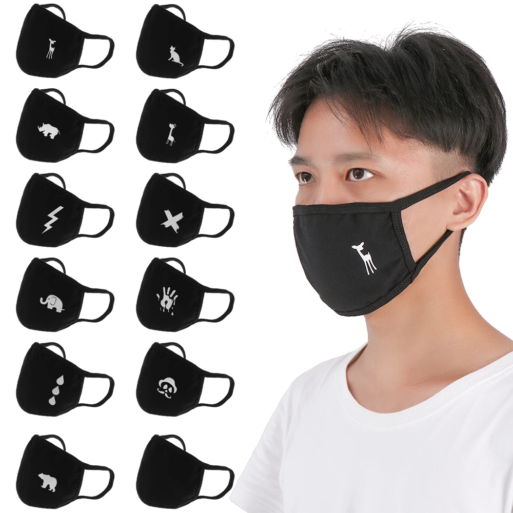 New Unisex Cartoon Pattern Thickening Mouth Mask Warm Anti-Dust Anti-Bacterial Respirator Facial Protective Cotton Cover Masks