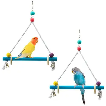 

3 Pack Parrot Chicken Swings Toys Bird Cage Stand Perch Hens One Side Bird Mirror Toys with Chew Rings