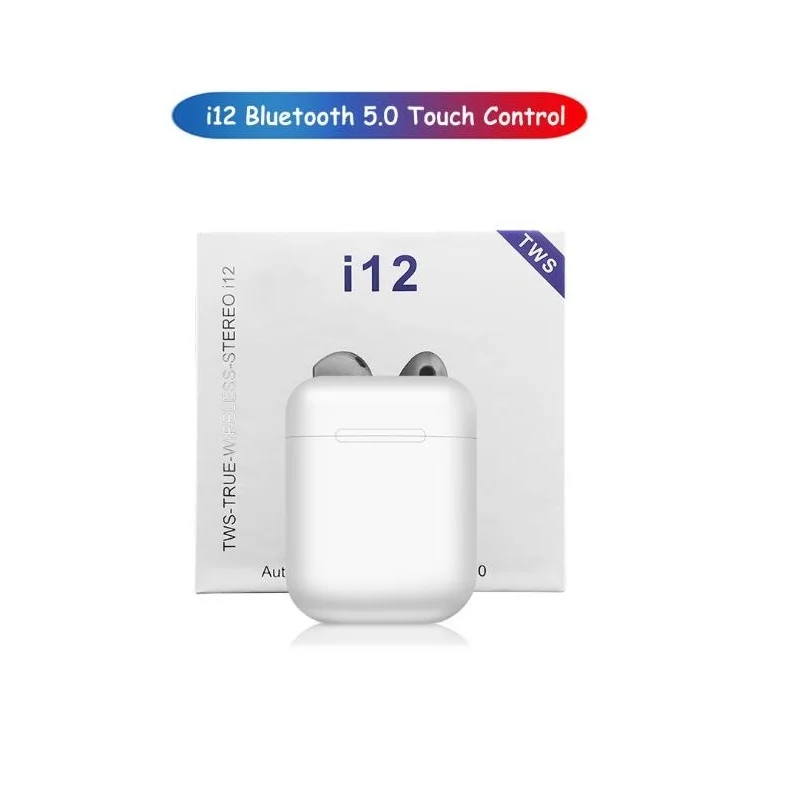 Baratos Auriculares inalámbricos Bluetooth 5,0 auriculares portátiles táctiles i12 tws auriculares Bluetooth para 11 Apple con vaina de auriculares