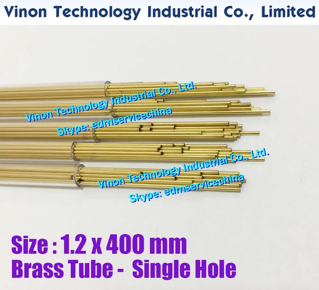 100PCS/LOT) 1.2x400MM EDM Brass Tube Single Hole, Brass EDM Tubing