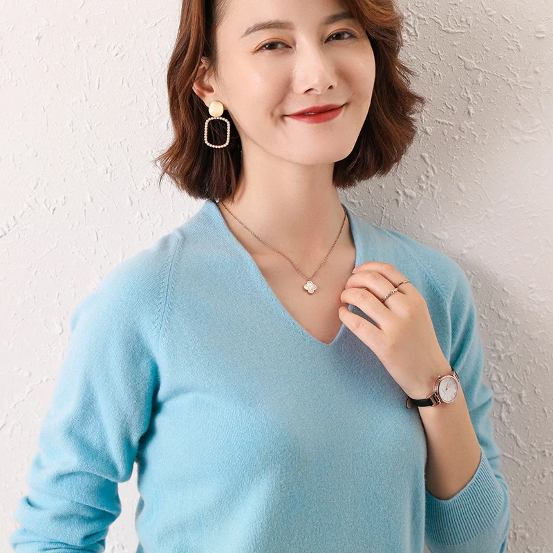 Smpevrg cashmere sweater women sweaters and pullovers long sleeve V-neck soft female pullover women knitted sweater warm jumpers
