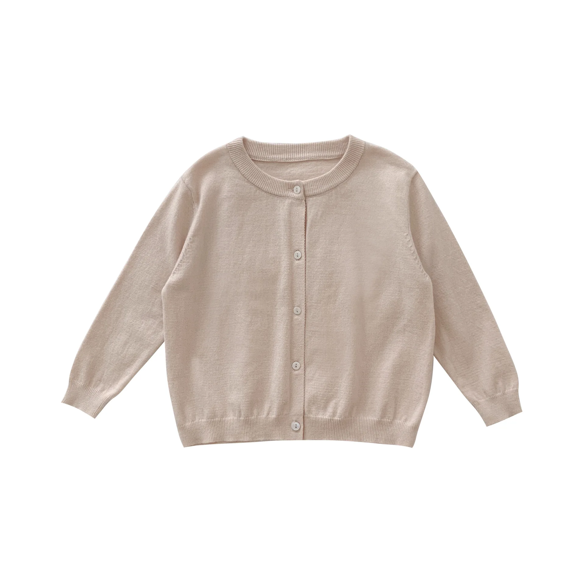 beige Осенний тонкий вязаный однотонный кардиган с длинными рукавами для милых мальчиков и девочек, мягкие однобортные свитера унисекс - Цвет: beige