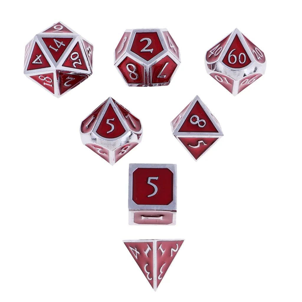 Board Gaming Dices Set of 7 Dice Poly Polyhedral Dice D4 D6 D8 D10 D12 D20 for Role Cup Player 