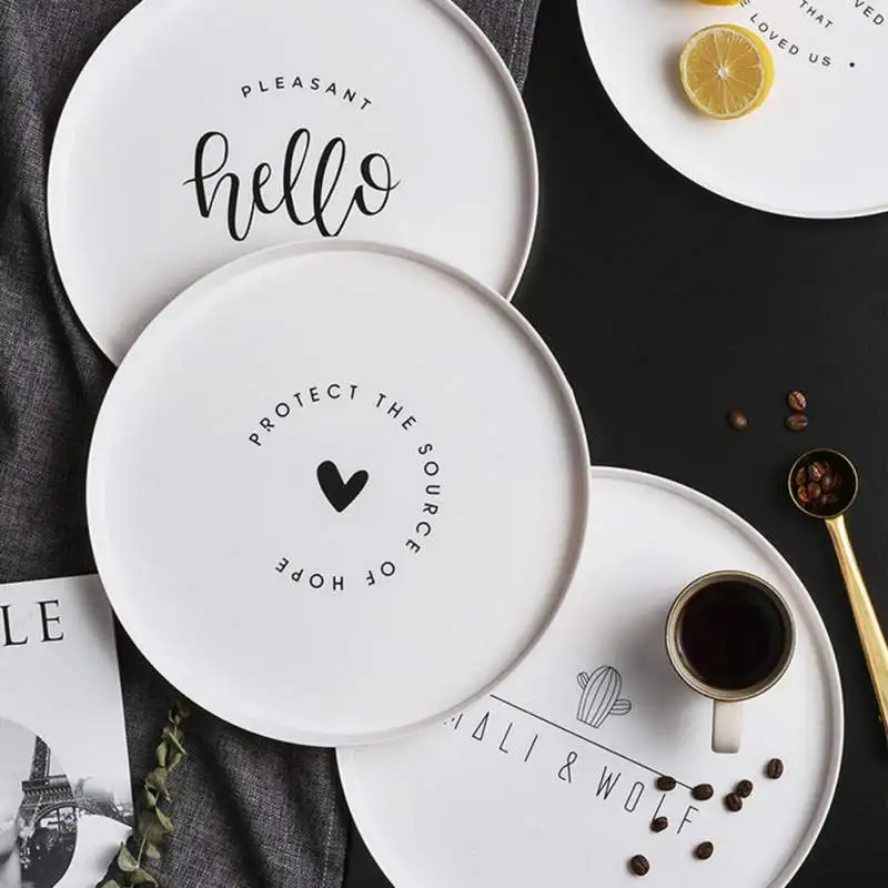 

2019Round Breakfast Plate Home Fruit Tray Living Room Tea Cup Tray Dim Sum Plastic Tray Steak Dish Plate Round Steak Dish-