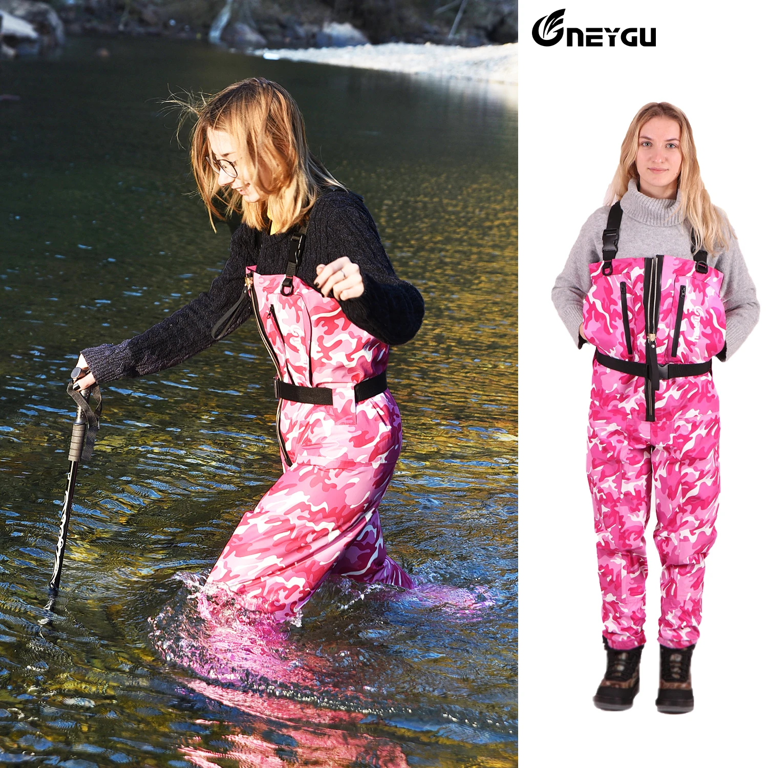 NEYGU waist-high waterproof breathable Overalls fishing waders with  Reach-through hand warmer pocket for men and women - AliExpress