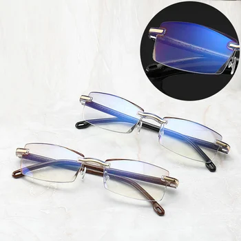 

Frameless Square Reading Glasses for Men Women's Anti Blue Light Computer Eyeglasses Far Sight Presbyopia Reader Glasses