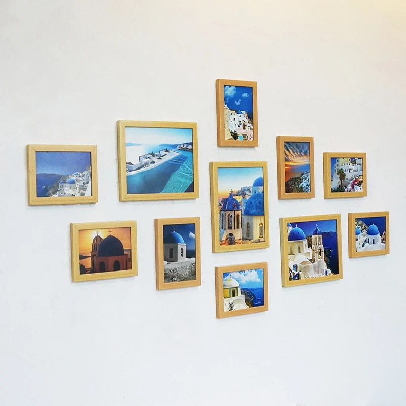 Wood Photo Frame 11 шт Природа твердая простая деревянная фоторамка для стены Висячие свадебные парные рекомендации черные белые рамки подарок - Цвет: Wood Photo Frame
