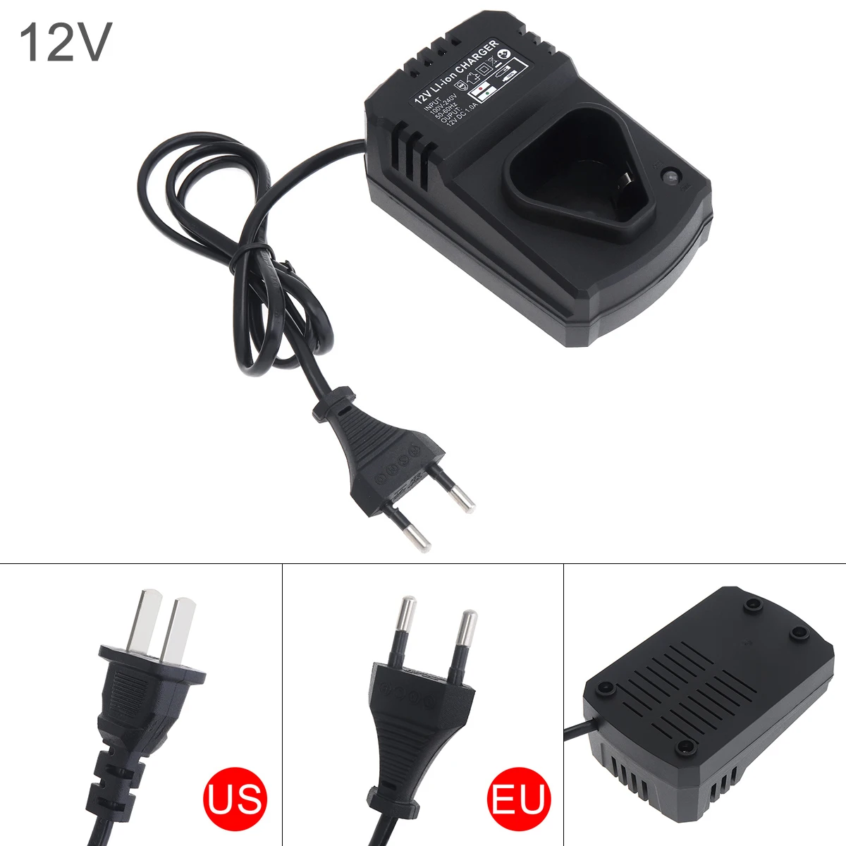 100cm 12V DC Portable Li-ion Rechargeable Adapter 100-240V Power Source for Lithium Electrical Drill Electrical Screwdriver