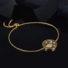 925 пробы серебро cz Циркон galaxy Star браслет с Луной, Круглый диск кластеров с космическим звездным принтом браслет для женщин Женский Монако, ювелирные изделия