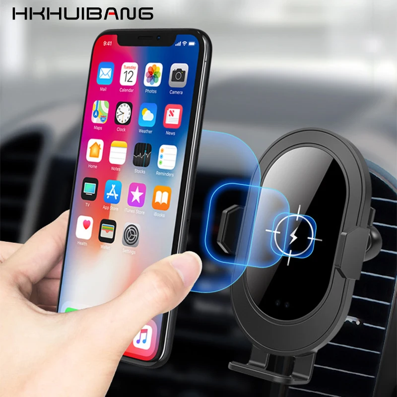 HKHUIBANG 10W wireless charger for iPhone /Samsaung type-c car phone holder charging Intelligent Infrared | Мобильные телефоны и