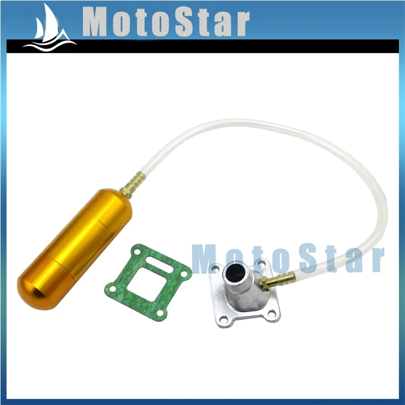 Алюминиевая силовая бутылка Boost+ прокладка впускной трубы для 2 такта 47cc 49cc мини ATV Quad грязи карманный велосипед - Цвет: Gold