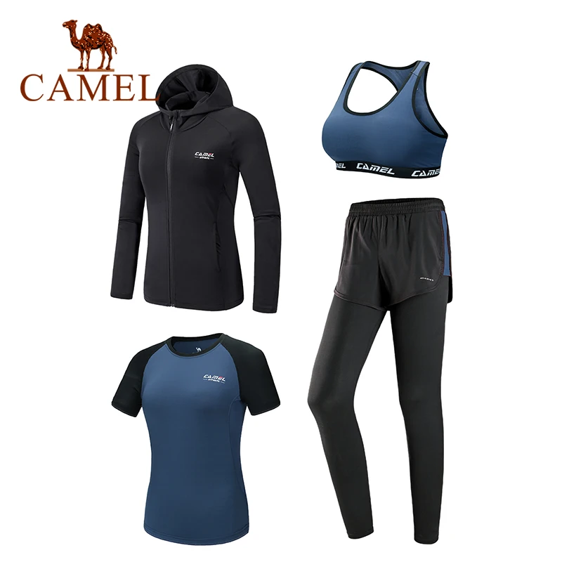 CAMEL, спортивные костюмы, спортивный костюм, 5 шт., для женщин, зимние, для бега, быстросохнущие, с длинным рукавом, для фитнеса, тенниса, юбки, леггинсы, для тренировок - Цвет: 105 Blue 4pcs