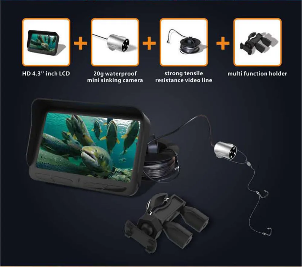

Fish Finder 4.3 Inch LCD 2.0 MP Double Lens DVR Video Professional Night Vision Underwater Fishing Camera+Overwater Cameras