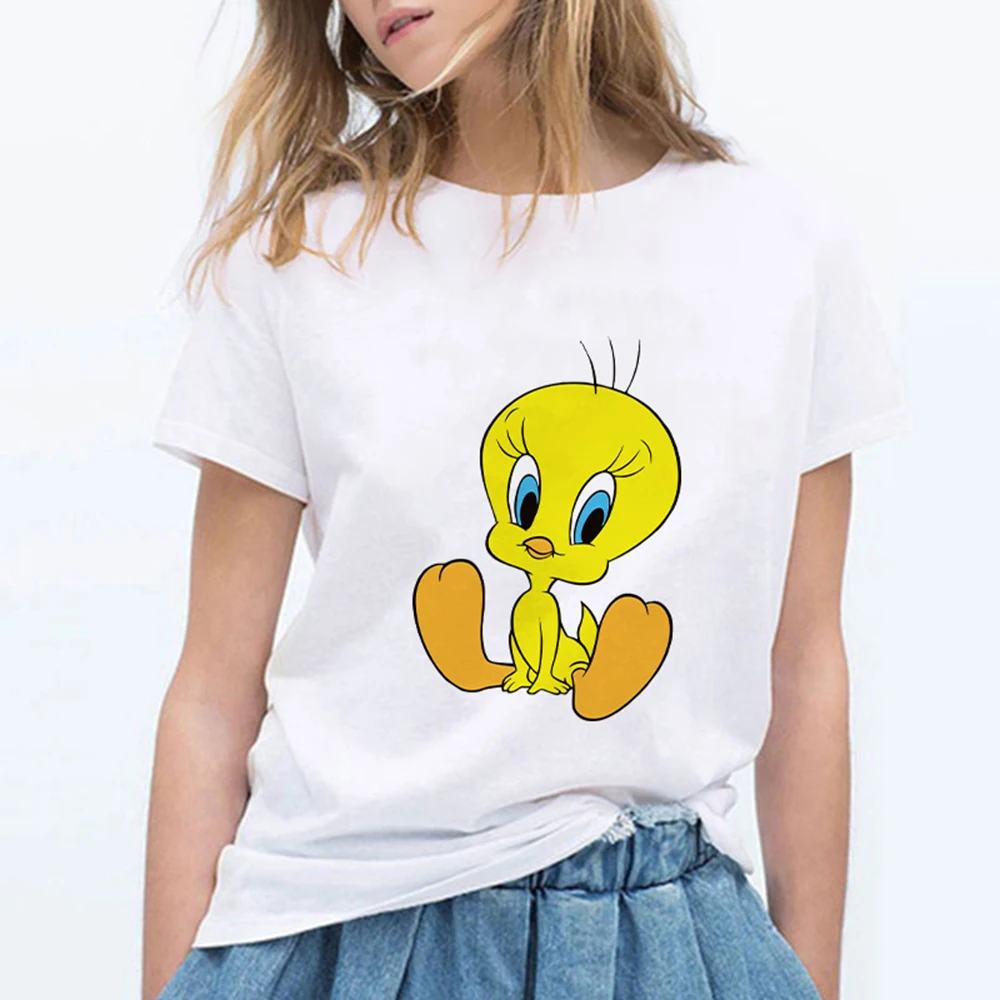 New Hip Hop 90s Punk Casual Harajuku Looney Tunes Tweety Bird T Shirt Women Roupas Feminina Korean Clothes