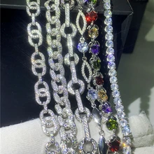 6 стилей, роскошный Теннисный браслет на цепочке, AAAAA cz, белое золото, массивные вечерние браслеты на свадьбу для женщин и мужчин, подарок на ювелирное изделие