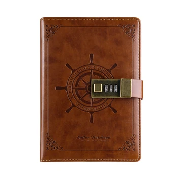 

Hard Cover School Office 112 Sheets Gift Sailor Vintage Travel With Lock Students Notepad Diary Notebook Leather Combination